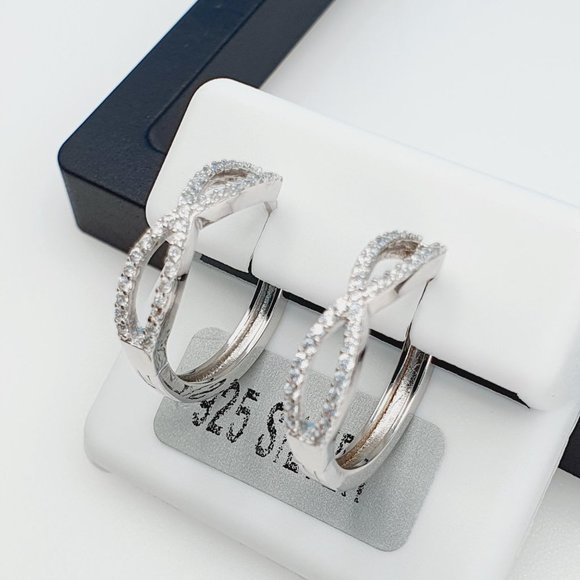 "925 Sterling Silver Cubic Zirconia Earrings, UU1P6A6143 - Picture 2 of 11